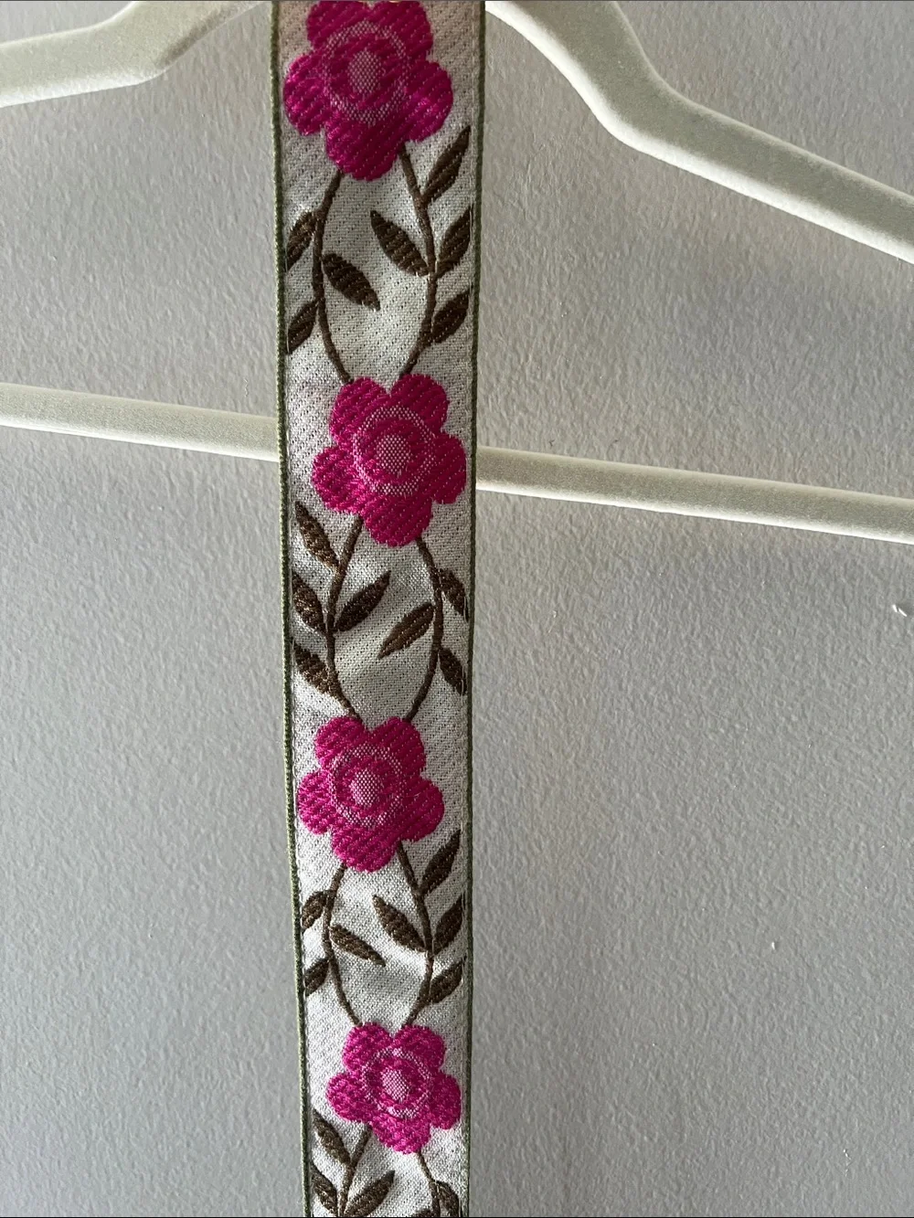 POL Pink Floral Embroidered Ribbon Belt with Cream Base. Worn once